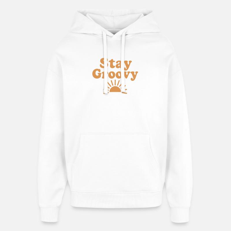 Restez Groovy Sunset - Sweat à capuche unisexe Stanley/Stella Oversized - blanc