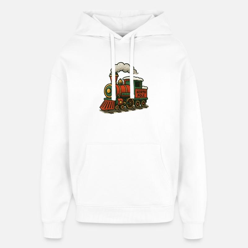 Locomotive Retro du Pôle Nord - Sweat à capuche unisexe Stanley/Stella Oversized - blanc