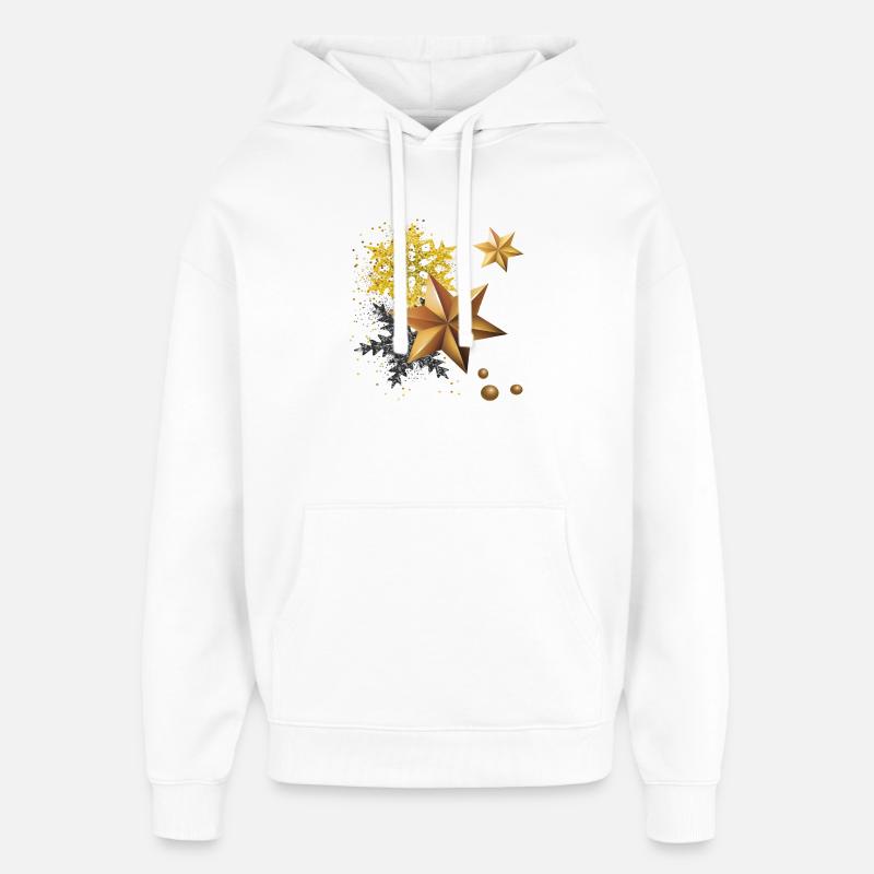 Étoiles dorées pour Noël - Sweat à capuche unisexe Stanley/Stella Oversized - blanc
