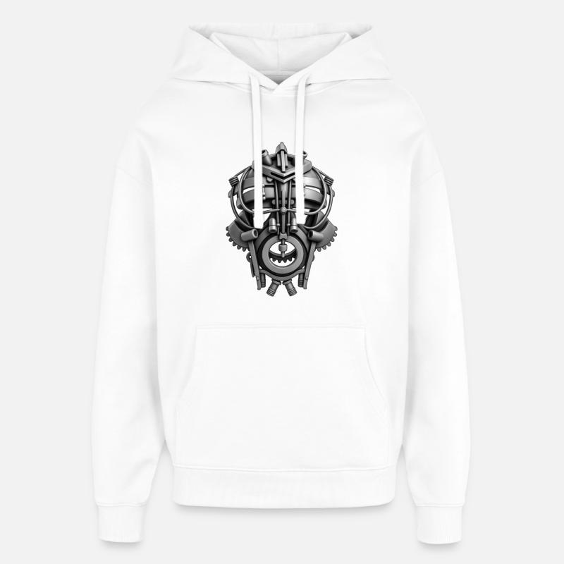 ROBOT MASK #1 - black & white - Sweat à capuche unisexe Stanley/Stella Oversized - blanc