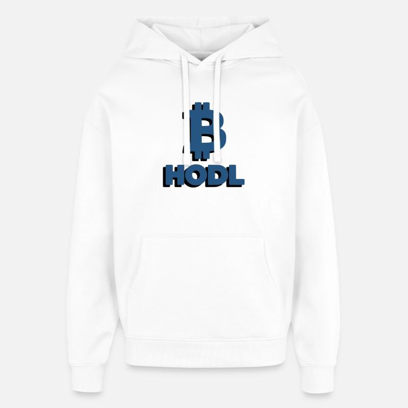 Bitcoin HODL Logo, Lettrage Crypto - Sweat à capuche unisexe Stanley/Stella Oversized - blanc
