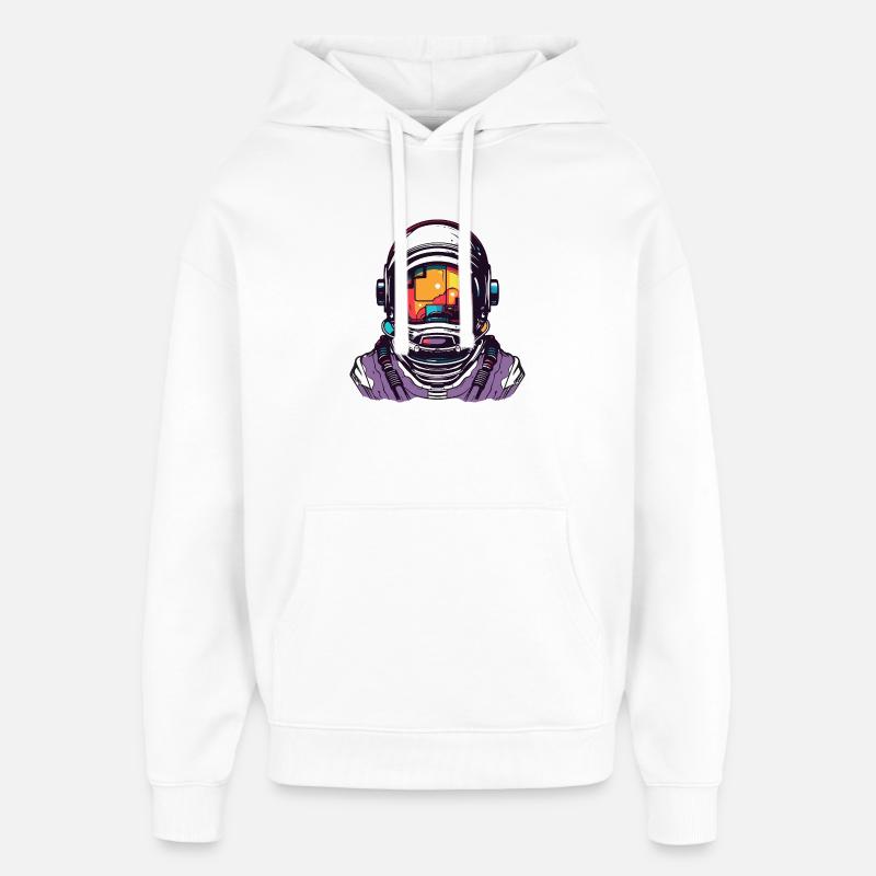 Casque de bande dessinée d’astronaute - Sweat à capuche unisexe Stanley/Stella Oversized - blanc