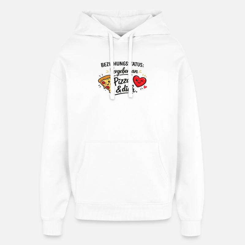 Statut relationnel : attribué à Pizza & You - Sweat à capuche unisexe Stanley/Stella Oversized - blanc