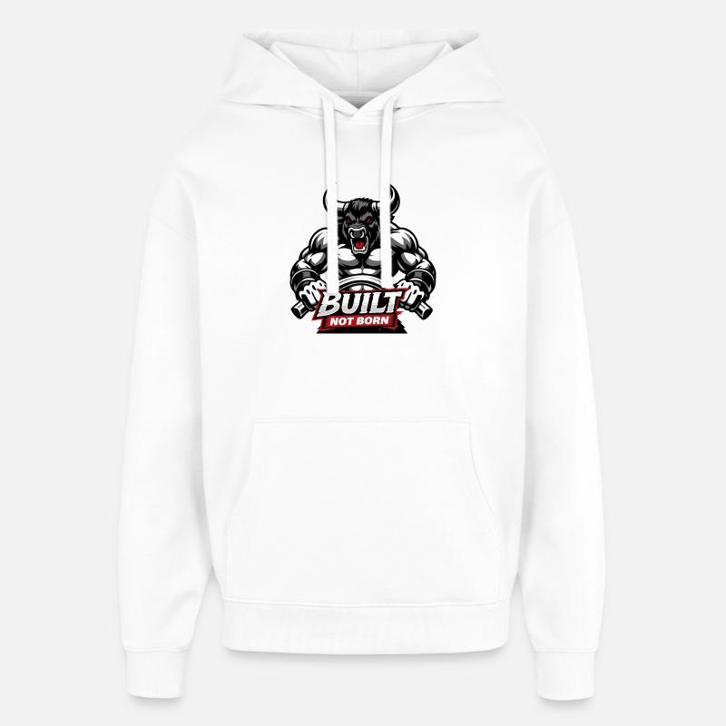Bodybuilder /  Minotaurus / Built not born         - Oversized Unisex Hoodie von Stanley/Stella - Weiß
