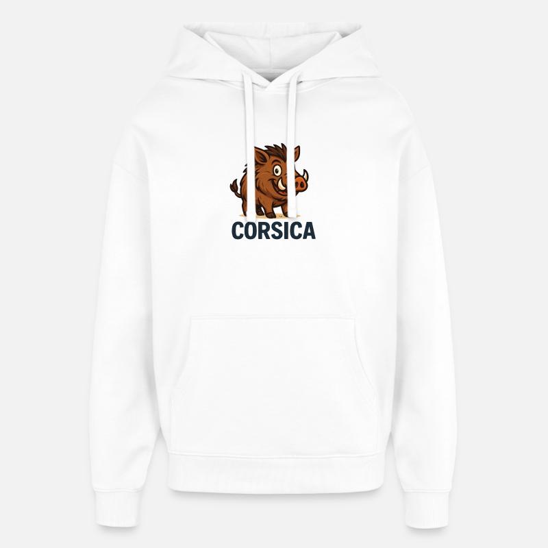 U Cignale corsu - Sweat à capuche unisexe Stanley/Stella Oversized - blanc