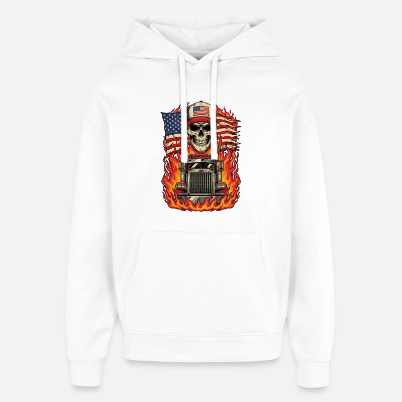 Chauffeur de camion patriote américain - Sweat à capuche unisexe Stanley/Stella Oversized - blanc