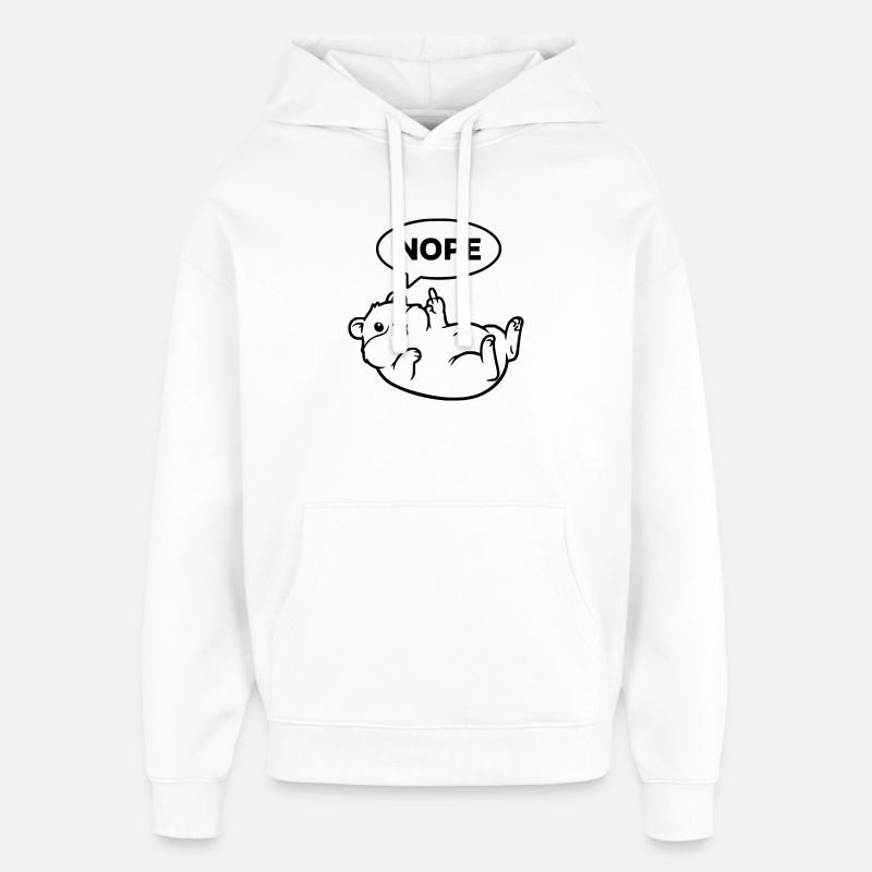 Hamster Mittelfinger Nope Lineart - Oversized Unisex Hoodie von Stanley/Stella - Weiß