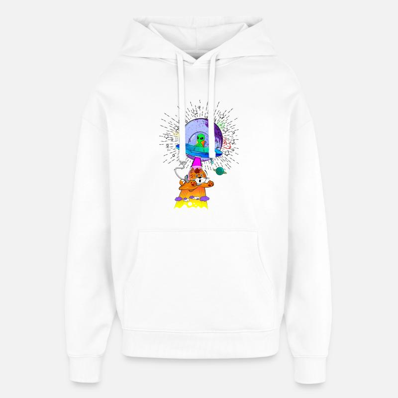Aventures OVNI de chats cosmiques - Sweat à capuche unisexe Stanley/Stella Oversized - blanc
