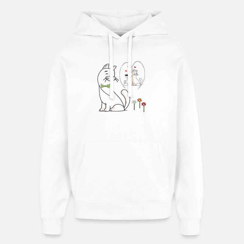 Chat amoureux - Sweat à capuche unisexe Stanley/Stella Oversized - blanc