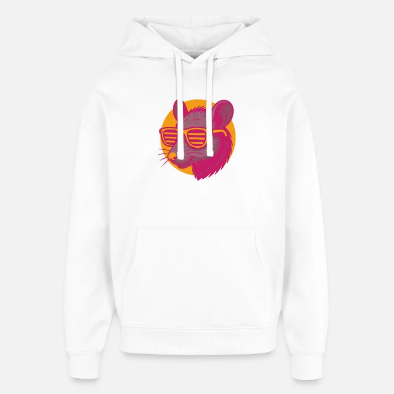 Rat avec des lunettes de soleil - Sweat à capuche unisexe Stanley/Stella Oversized - blanc