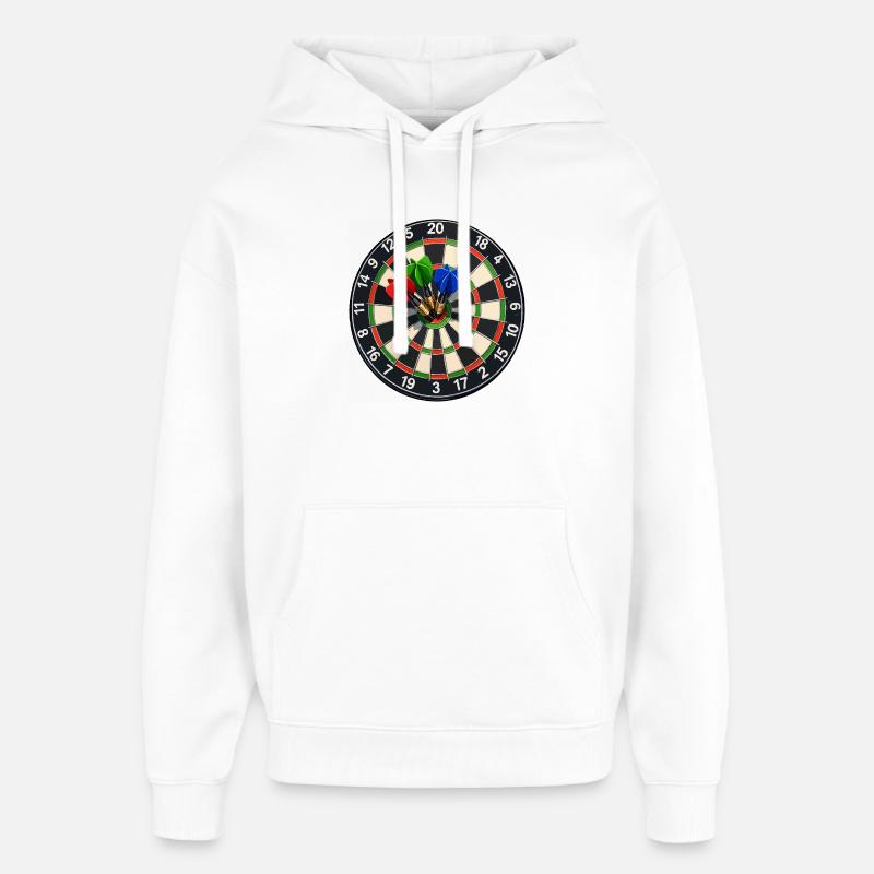 Cible de fléchettes Trois fléchettes - Sweat à capuche unisexe Stanley/Stella Oversized - blanc