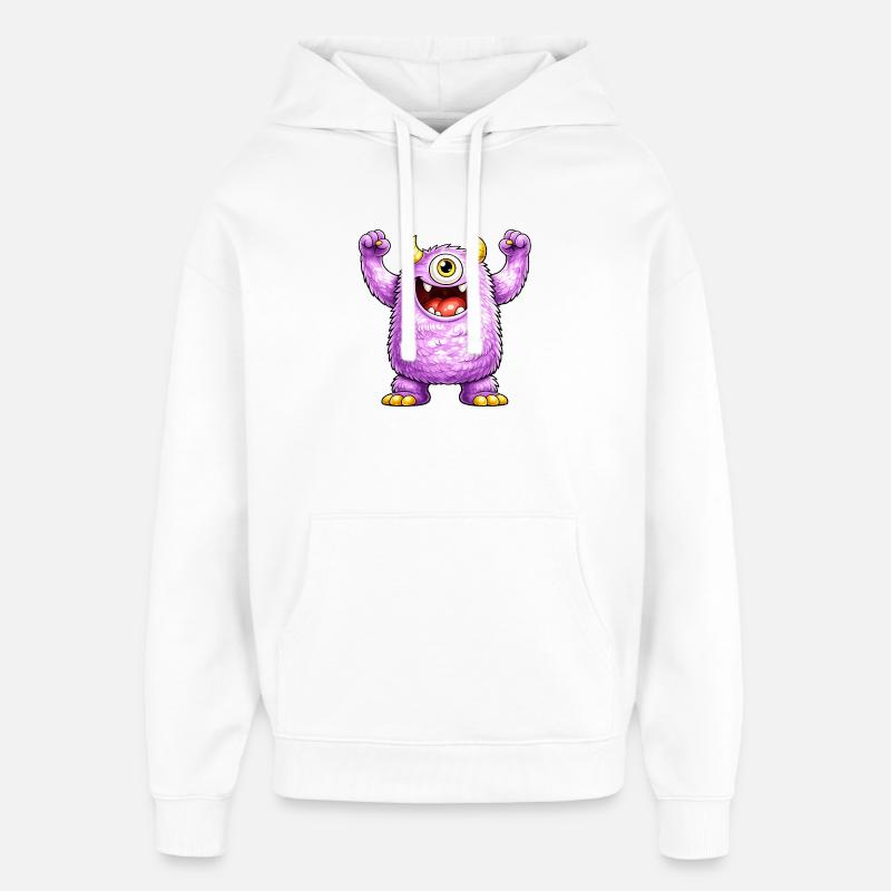 Monstre violet à un œil joyeux - Sweat à capuche unisexe Stanley/Stella Oversized - blanc