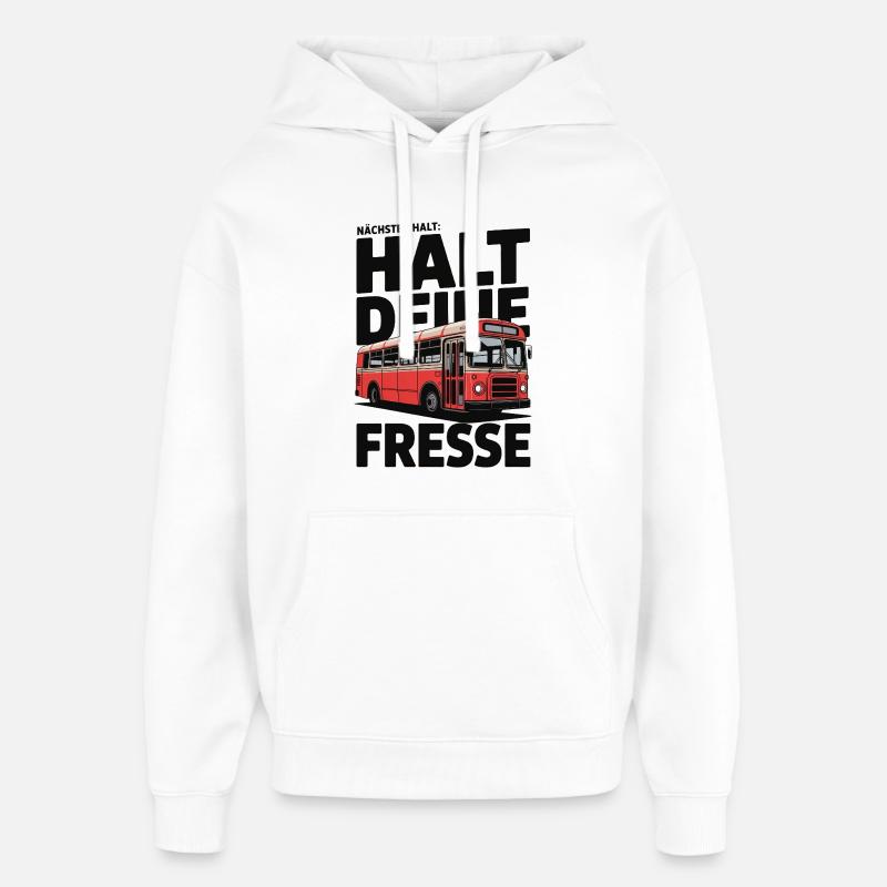 Roter Linienbus Pop-Art Spruch - Oversized Unisex Hoodie von Stanley/Stella - Weiß