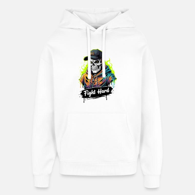 FIGHT HARD - Sweat à capuche unisexe Stanley/Stella Oversized - blanc