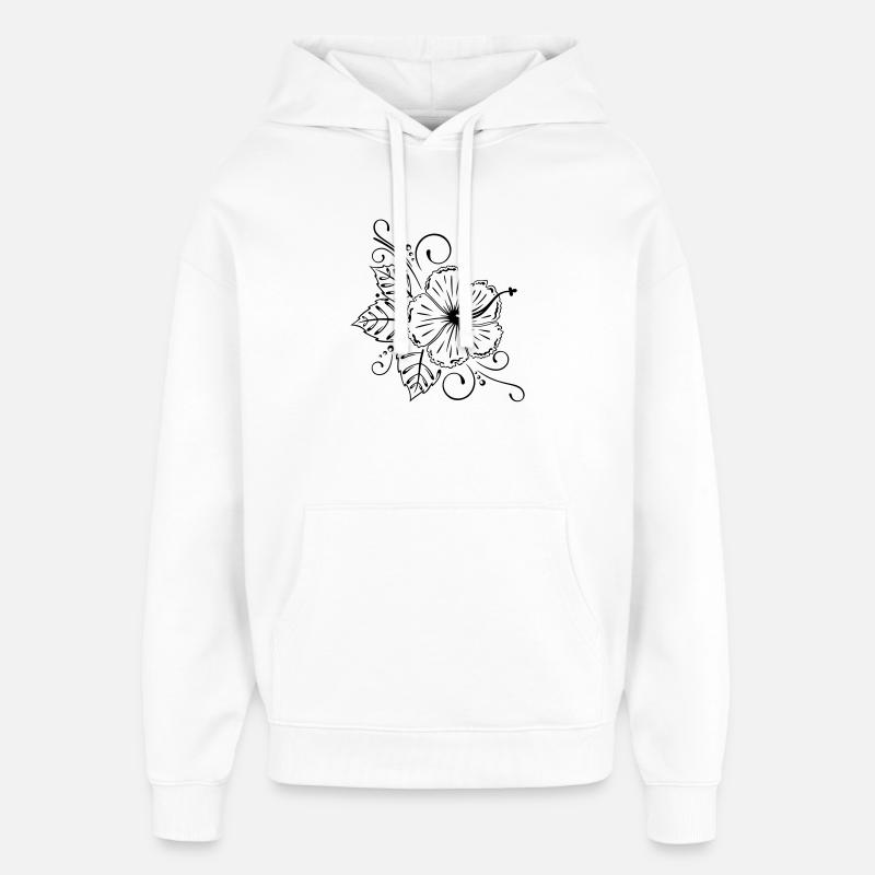 Hibiscus, hibiscus, fleur, fleurs - Sweat à capuche unisexe Stanley/Stella Oversized - blanc