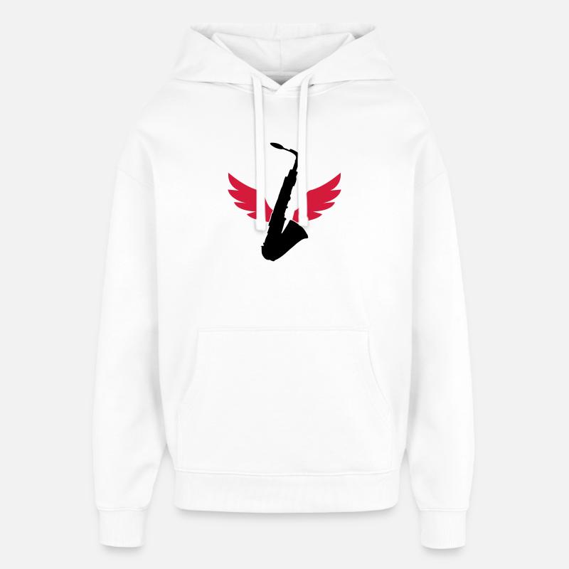 Saxophone / Saxophon - Sweat à capuche unisexe Stanley/Stella Oversized - blanc