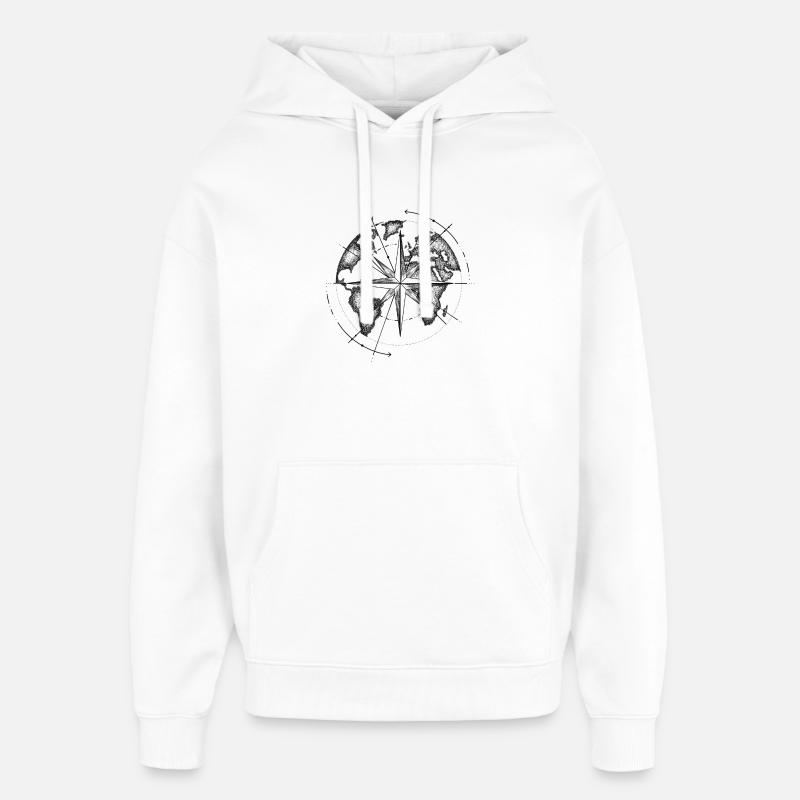 Mapa świata - Stanley/Stella Oversized Bluza z kapturem unisex - biały