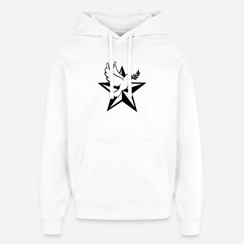 Étoile avec pigeon - Sweat à capuche unisexe Stanley/Stella Oversized - blanc