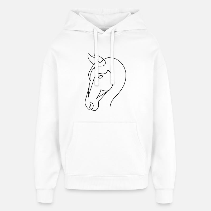 Esquisse du cheval noir - Sweat à capuche unisexe Stanley/Stella Oversized - blanc