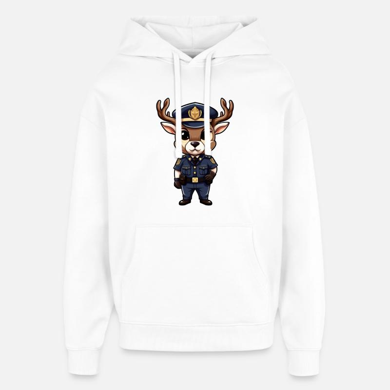 Police Hirsch - Sweat à capuche unisexe Stanley/Stella Oversized - blanc