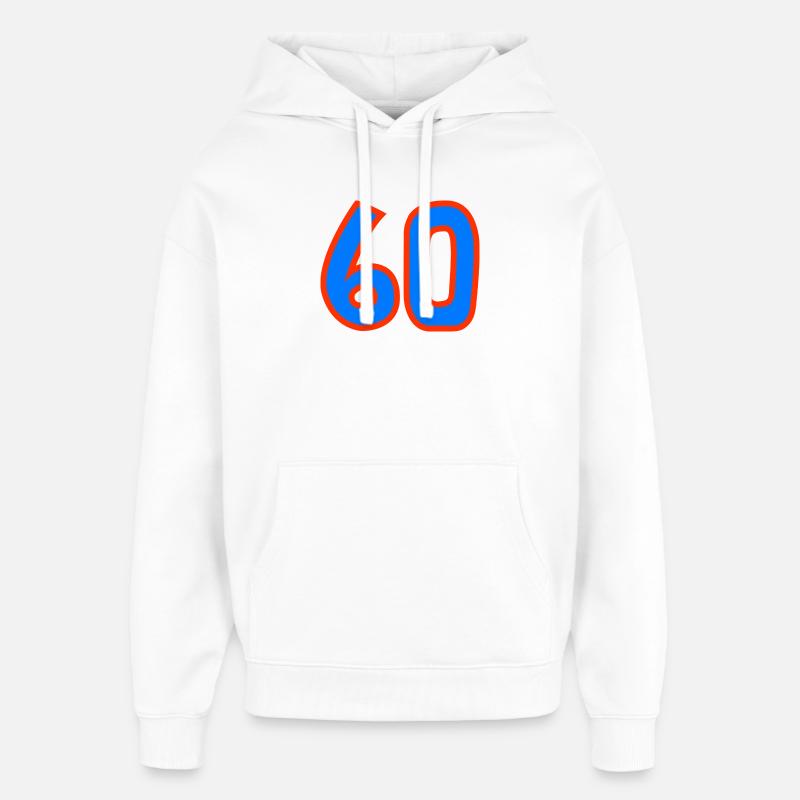 60. 60 ANS. 60e ANNIVERSAIRE. ANNIVERSAIRE 60 ANS. - Sweat à capuche unisexe Stanley/Stella Oversized - blanc