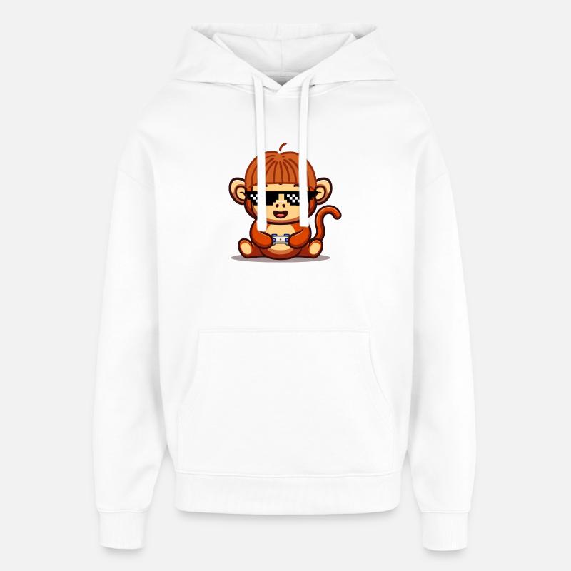 Singe de jeu - Sweat à capuche unisexe Stanley/Stella Oversized - blanc