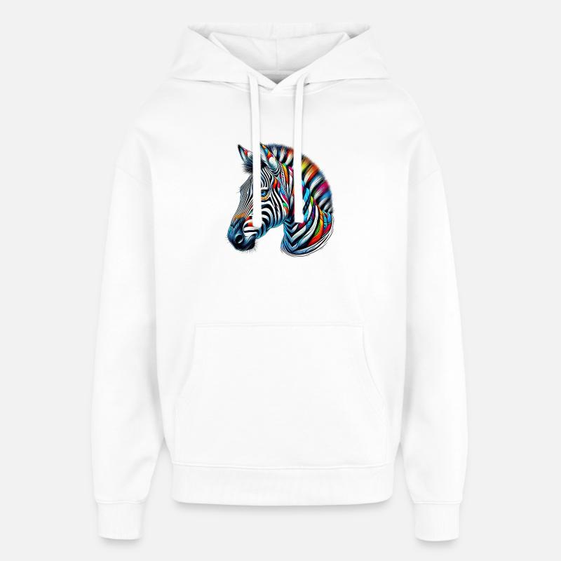 Zèbre - Sweat à capuche unisexe Stanley/Stella Oversized - blanc