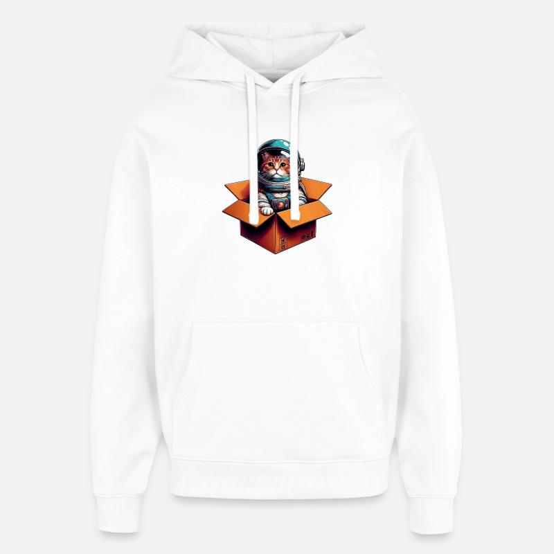 Chat astronaute - Sweat à capuche unisexe Stanley/Stella Oversized - blanc