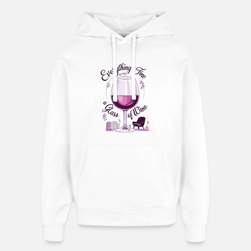 Amateurs de vin - Sweat à capuche unisexe Stanley/Stella Oversized - blanc