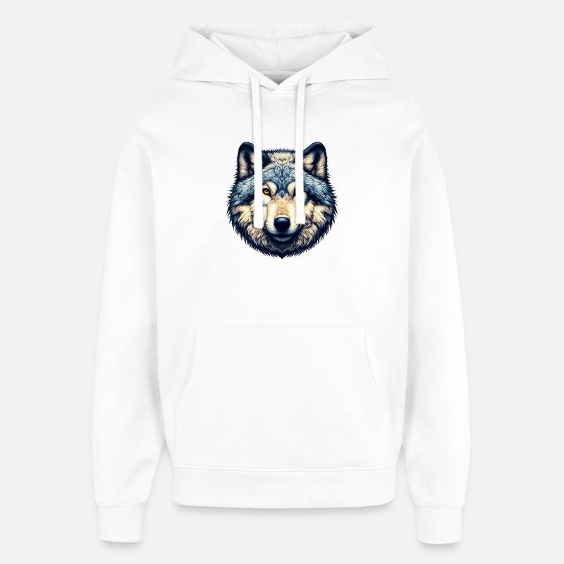 Loup - Sweat à capuche unisexe Stanley/Stella Oversized - blanc