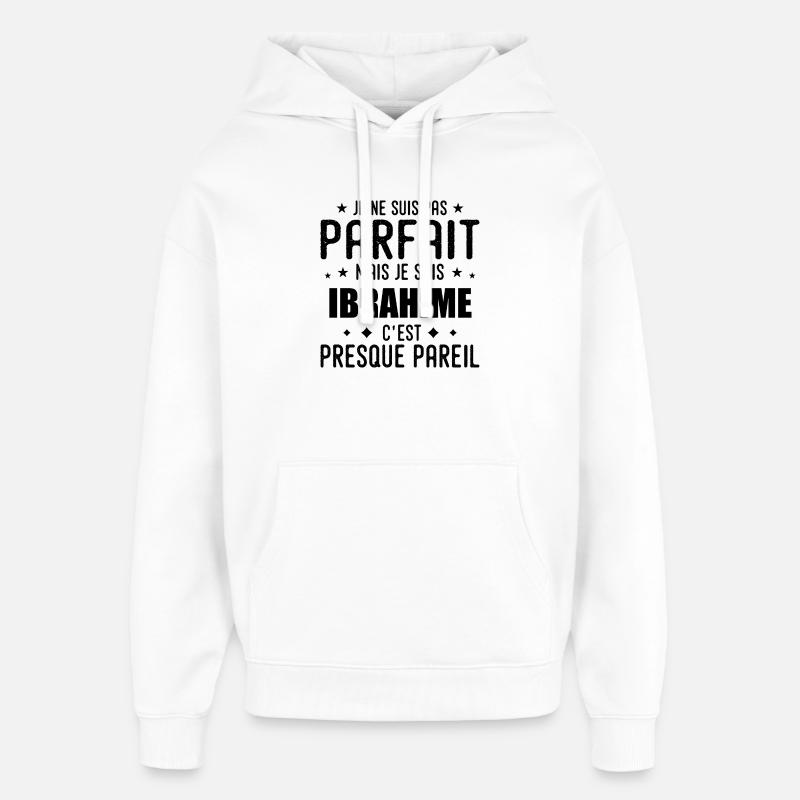 Ibrahime : authentique, imparfait, top, perfection - Sweat à capuche unisexe Stanley/Stella Oversized - blanc