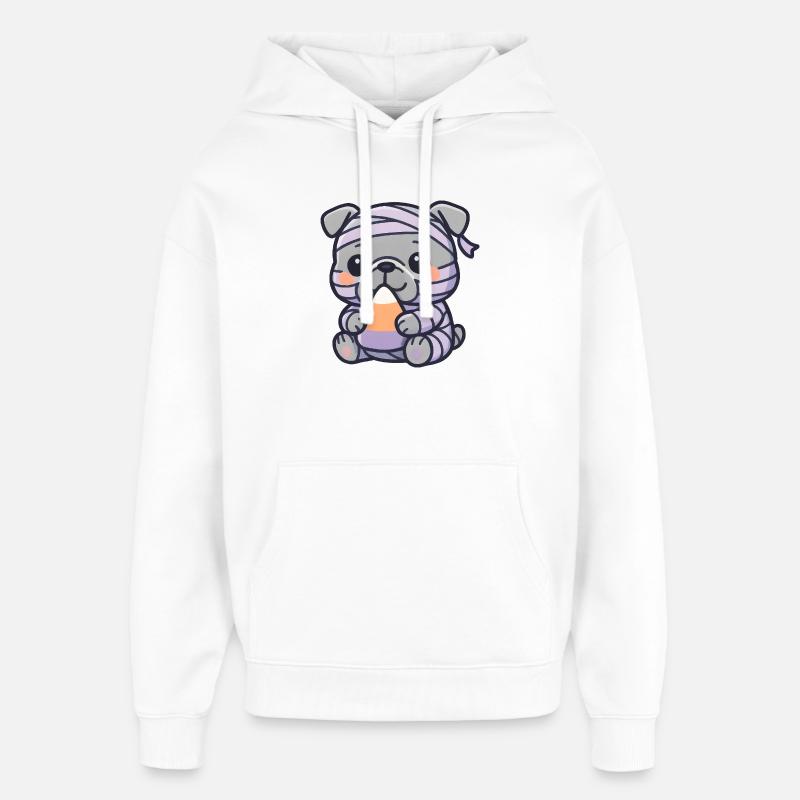 Chien Momie Bonbon Maïs - Sweat à capuche unisexe Stanley/Stella Oversized - blanc