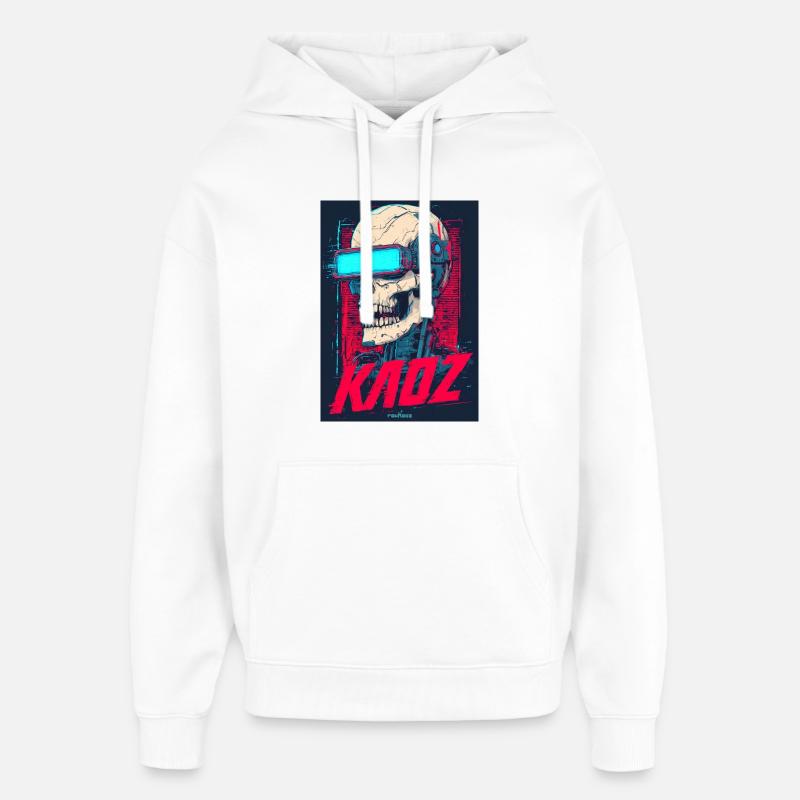 Kaoz Cyber Skull VR Neon - Sweat à capuche unisexe Stanley/Stella Oversized - blanc