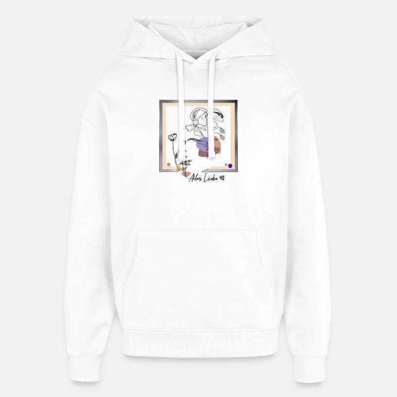 Cadre photo avec des fleurs - Sweat à capuche unisexe Stanley/Stella Oversized - blanc