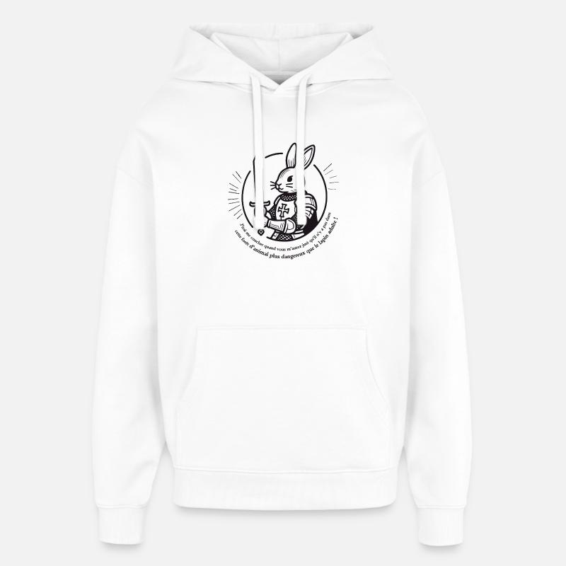 Lapin Chevalier Épée et Armure - Sweat à capuche unisexe Stanley/Stella Oversized - blanc