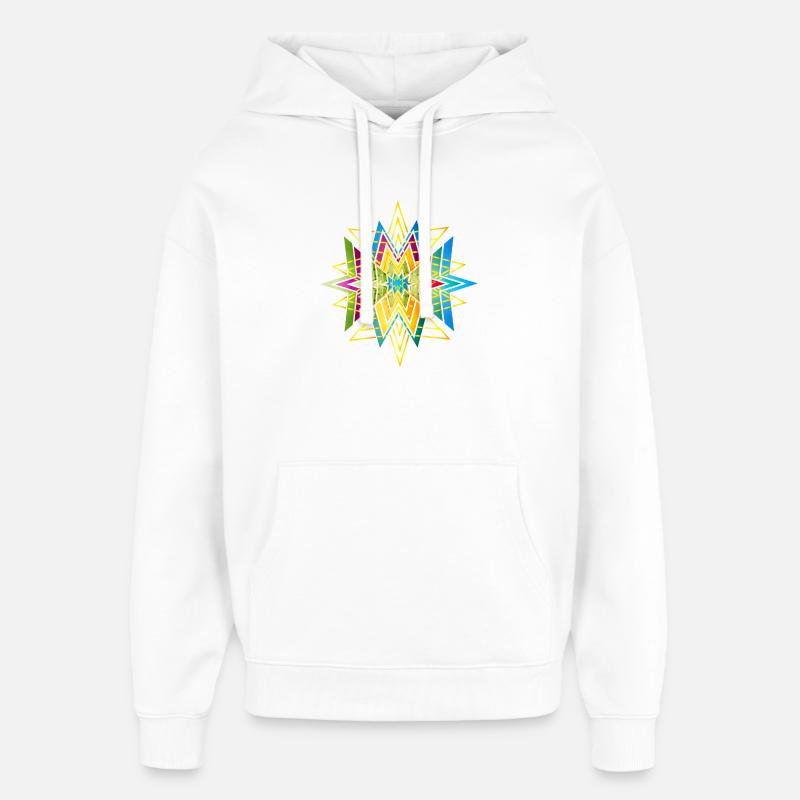 Buntes geometrisches Sternornament – Ethno Design - Oversized Unisex Hoodie von Stanley/Stella - Weiß
