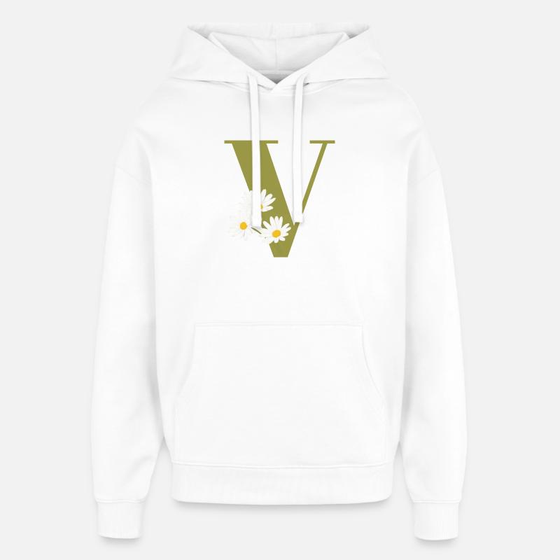 Buchstabe v grüne Gänseblümchen - Oversized Unisex Hoodie von Stanley/Stella - Weiß