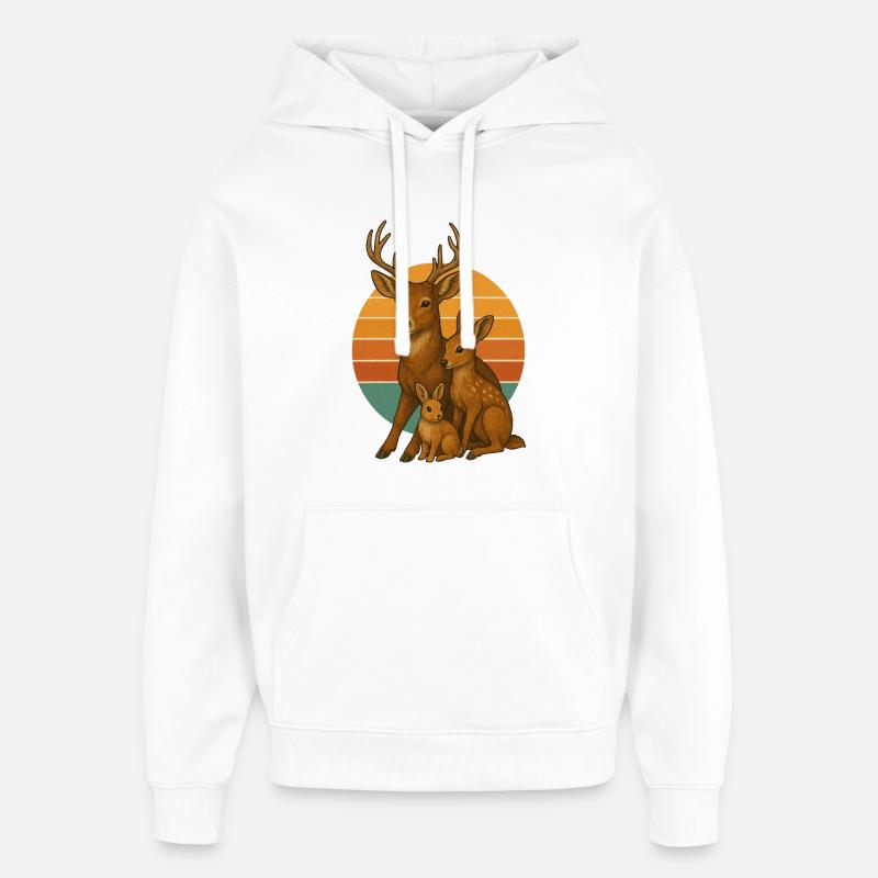 Famille de cerfs avec un lapin - Sweat à capuche unisexe Stanley/Stella Oversized - blanc
