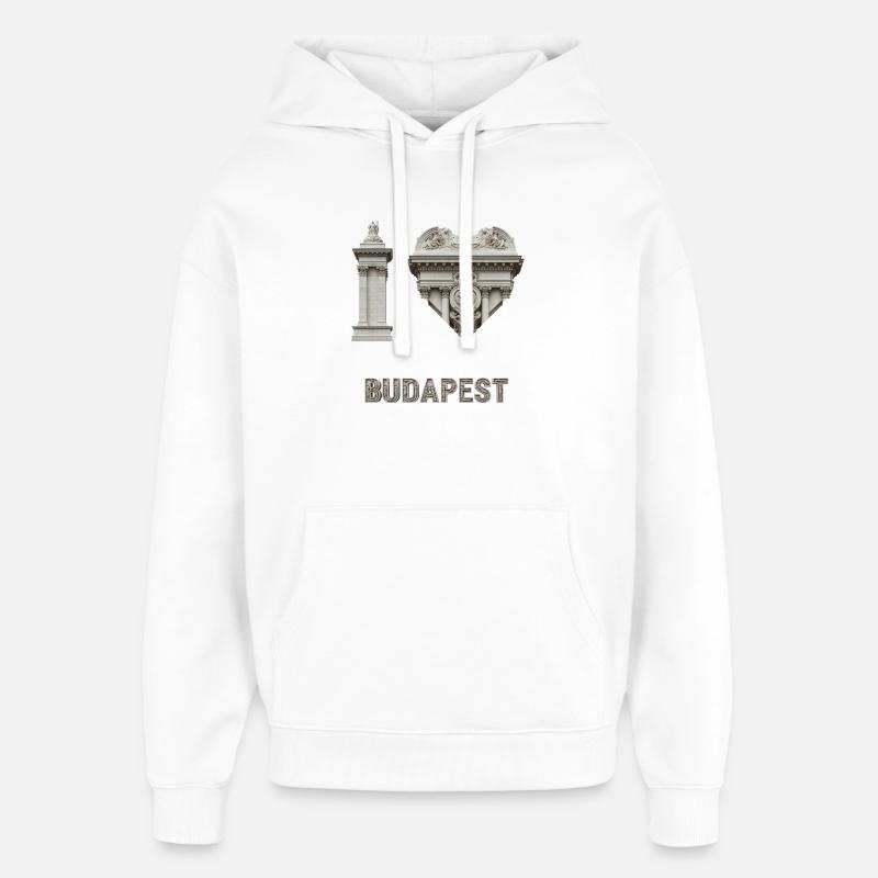 J’adore Budapest – Architecture classique - Sweat à capuche unisexe Stanley/Stella Oversized - blanc