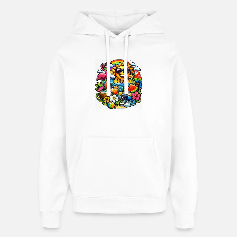 Conception d’été tropical baignée de soleil - Sweat à capuche unisexe Stanley/Stella Oversized - blanc
