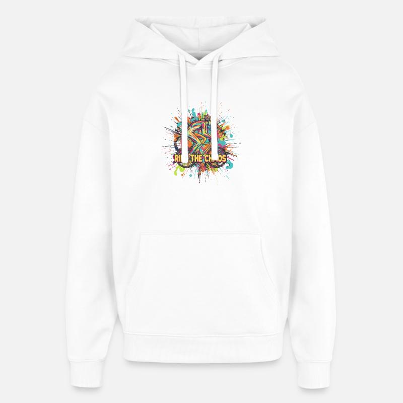 Roulez le Chaos Cyclist - Sweat à capuche unisexe Stanley/Stella Oversized - blanc