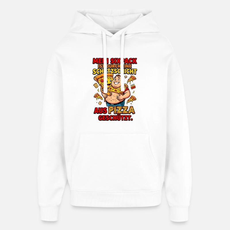 Pizza Sixpack Protective Layer Meme - Oversized Unisex Hoodie by Stanley/Stella - white