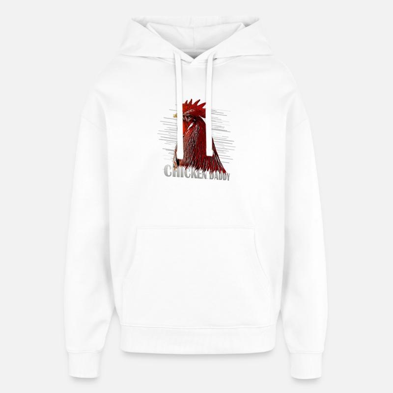 Fans de poulets - - Coq - PapaPoulet - Sweat à capuche unisexe Stanley/Stella Oversized - blanc