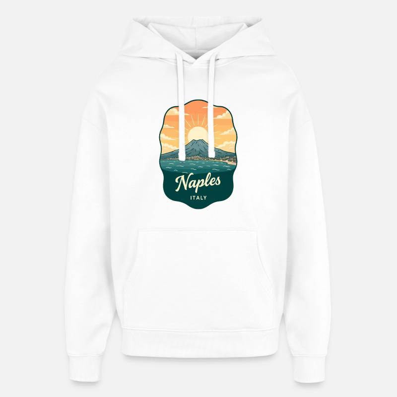 Neapel Mount Vesuvius Retro Reiseabzeichen - Oversized Unisex Hoodie von Stanley/Stella - Weiß