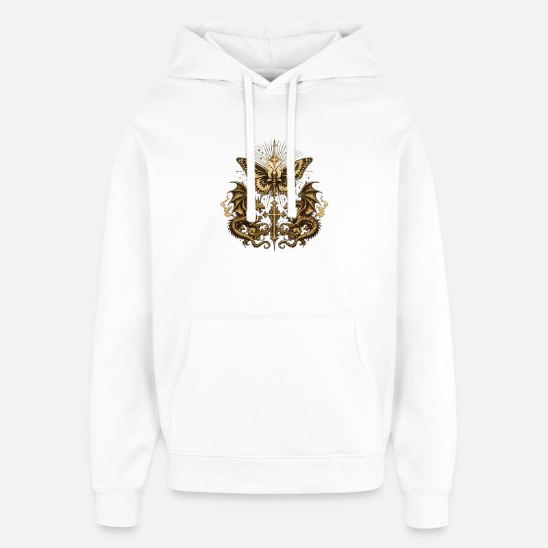 Papillon occulte avec dragon – Gothic Dark - Sweat à capuche unisexe Stanley/Stella Oversized - blanc