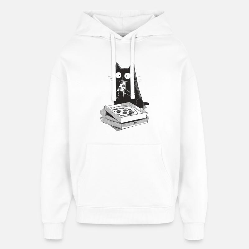 Pizza Cat - Sweat à capuche unisexe Stanley/Stella Oversized - blanc
