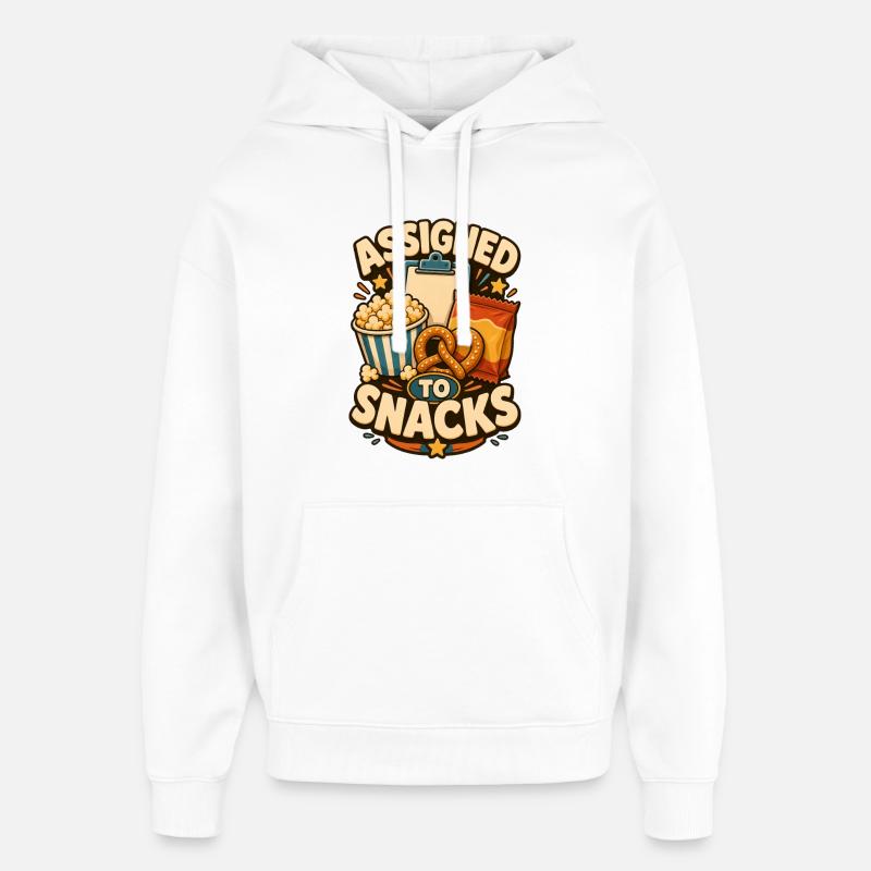 Assigned To Snacks - Oversized Unisex Hoodie by Stanley/Stella - white