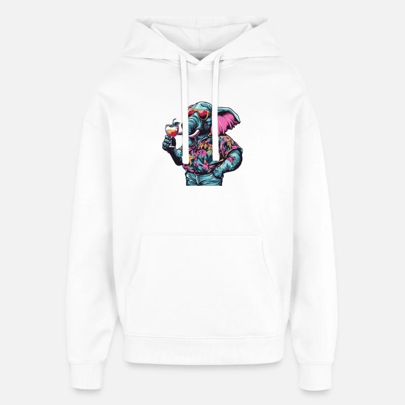 Elephant Comic Summer - Oversized Unisex Hoodie by Stanley/Stella - white