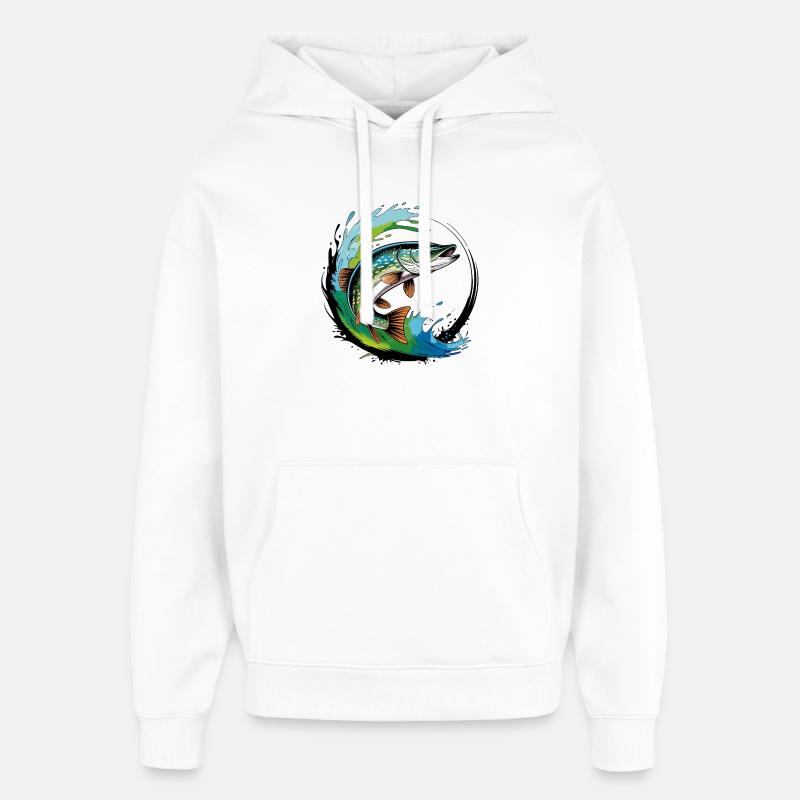 Pêche au brochet - Sweat à capuche unisexe Stanley/Stella Oversized - blanc
