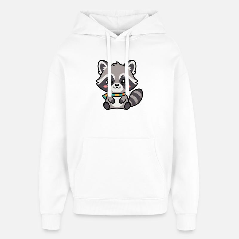 Raton laveur câlin avec écharpe - Sweat à capuche unisexe Stanley/Stella Oversized - blanc